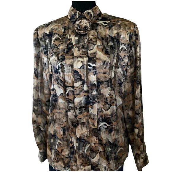 Notations Bronze Beauty Pleated Blouse Size 8 - Picture 1 of 1